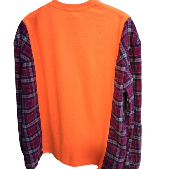 Reworked Flannel Tee, Plus Size: Upcycled Oversized Hippie Shirt, Mushrooms - Picture 8 of 11